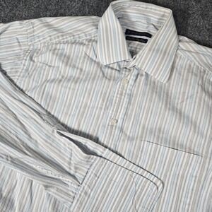 Henry Jacobson Mens Striped Dress Shirt Fine Two Ply Button Down Size 16 32/33